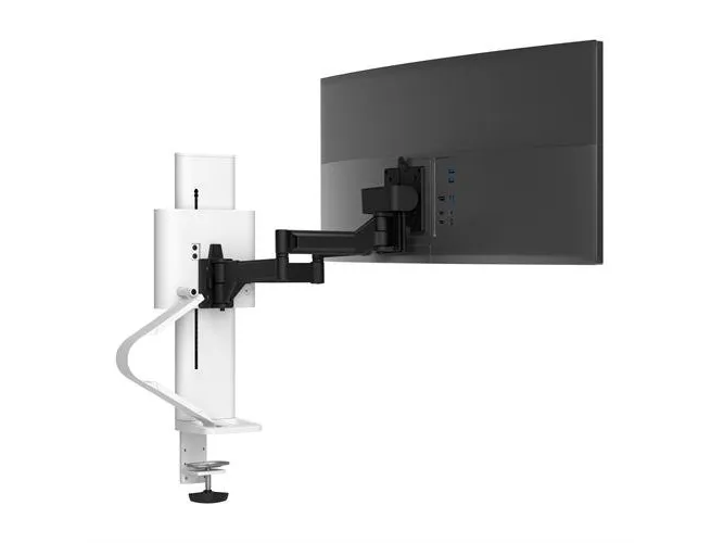 Ergotron TRACE - Monteringssæt (drejetap, base, VESA-mellemrumsstykke, løftekolonne, forlængerarme, 2-delt skrivebordsklemme, kabeladministrationskanal) - Constant Force Technology - for LCD display - hvid - skærmstørrelse: 21.5-38