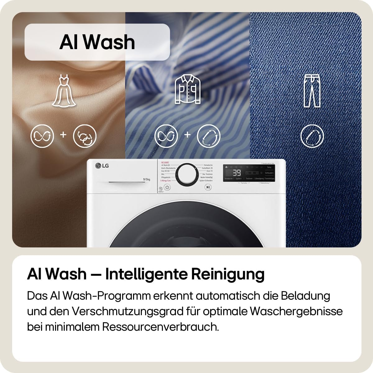 LG V5WD95SLIM, Klasse A - E, Frontlader-Waschtrockner 9-5 kg, Waschtrockner Slim 53,5 cm Tiefe, Wi-Fi, AI Direct Drive, Tiefenreinigung mit Dampf, TurboWash 360, Große Kapazität, Weiß