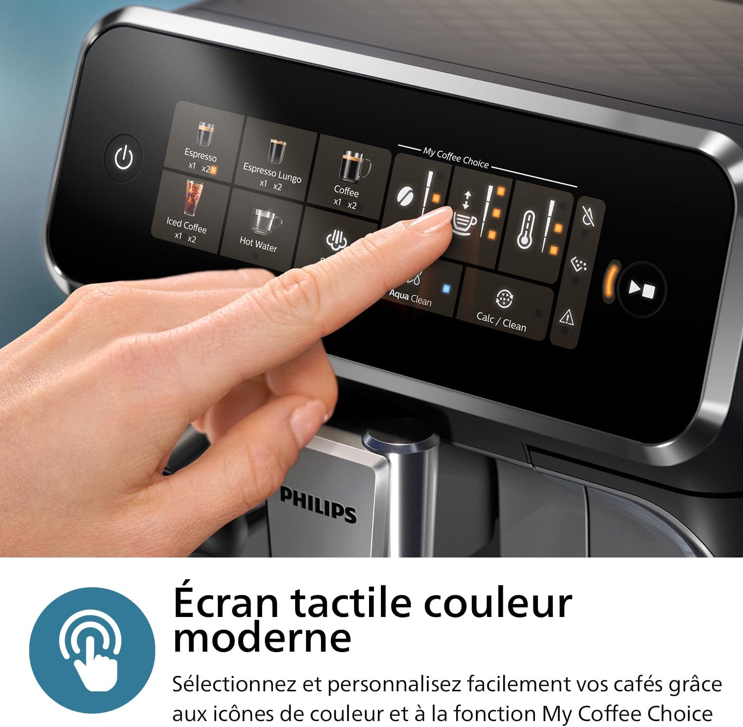 Philips Machine à Expresso Entièrement Automatique Séries 3300-6 Boissons,cran tactile couleur moderne,Système à lait LatteGo,SilentBrew,Broyeur 100%Céramique,Filtre AquaClean.Noir Chrome (EP3347/90)