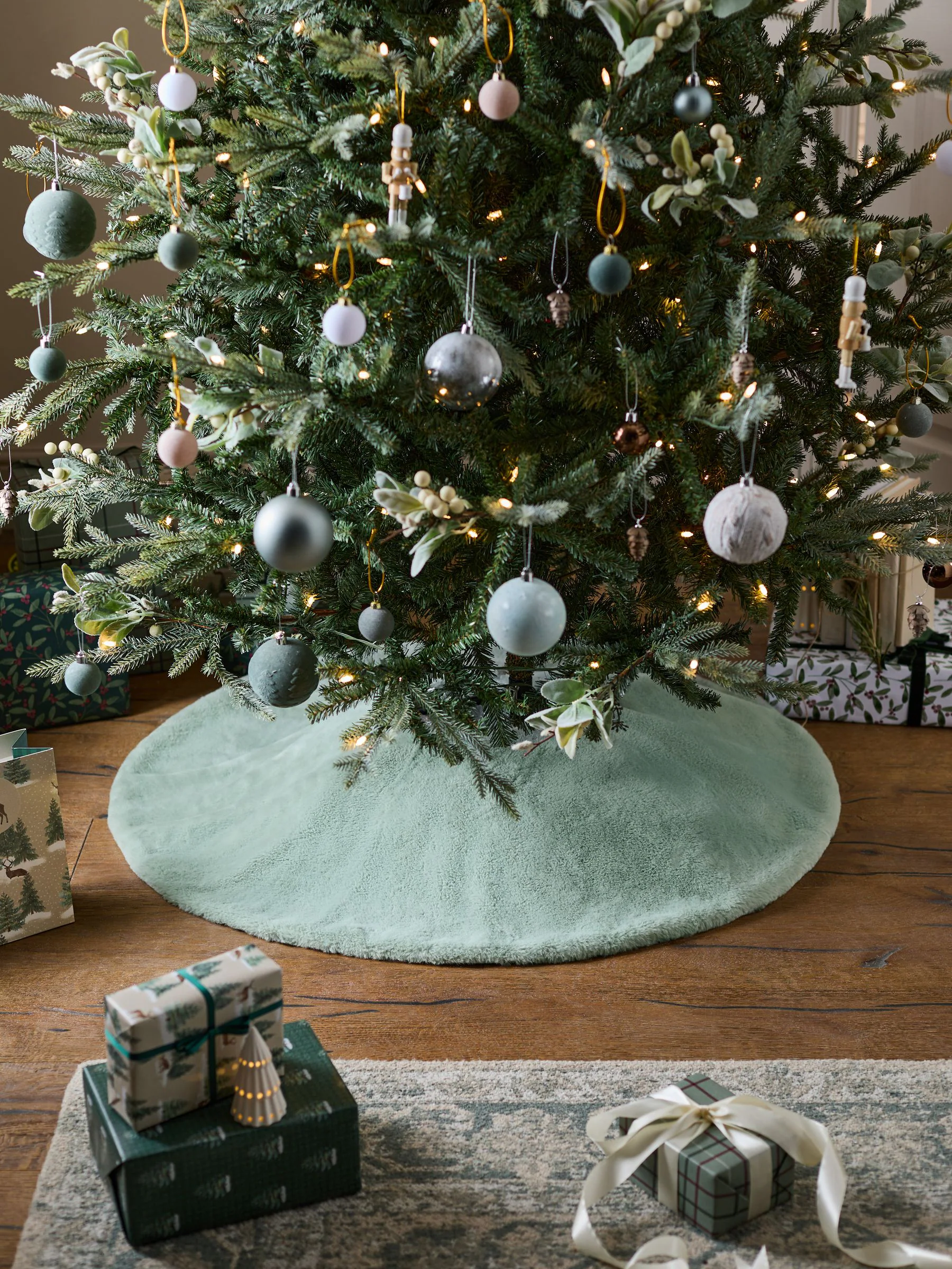 Rok van imitatiebont met kerstboomprint