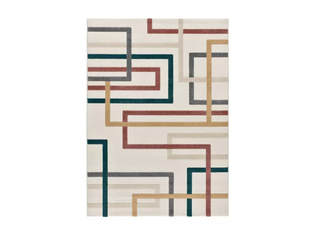 Tapis intérieur - géometrique avec relief - multicolore - 133 x 190 cm - KARISMA