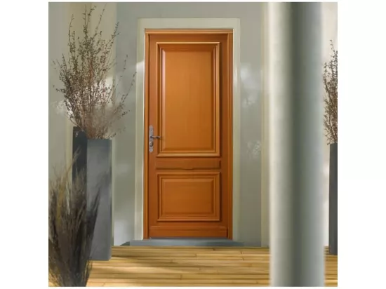 Porte D'Entrée Bois Pleine, Safran, H,215Xl,90 P, Droit Côtes Tableau