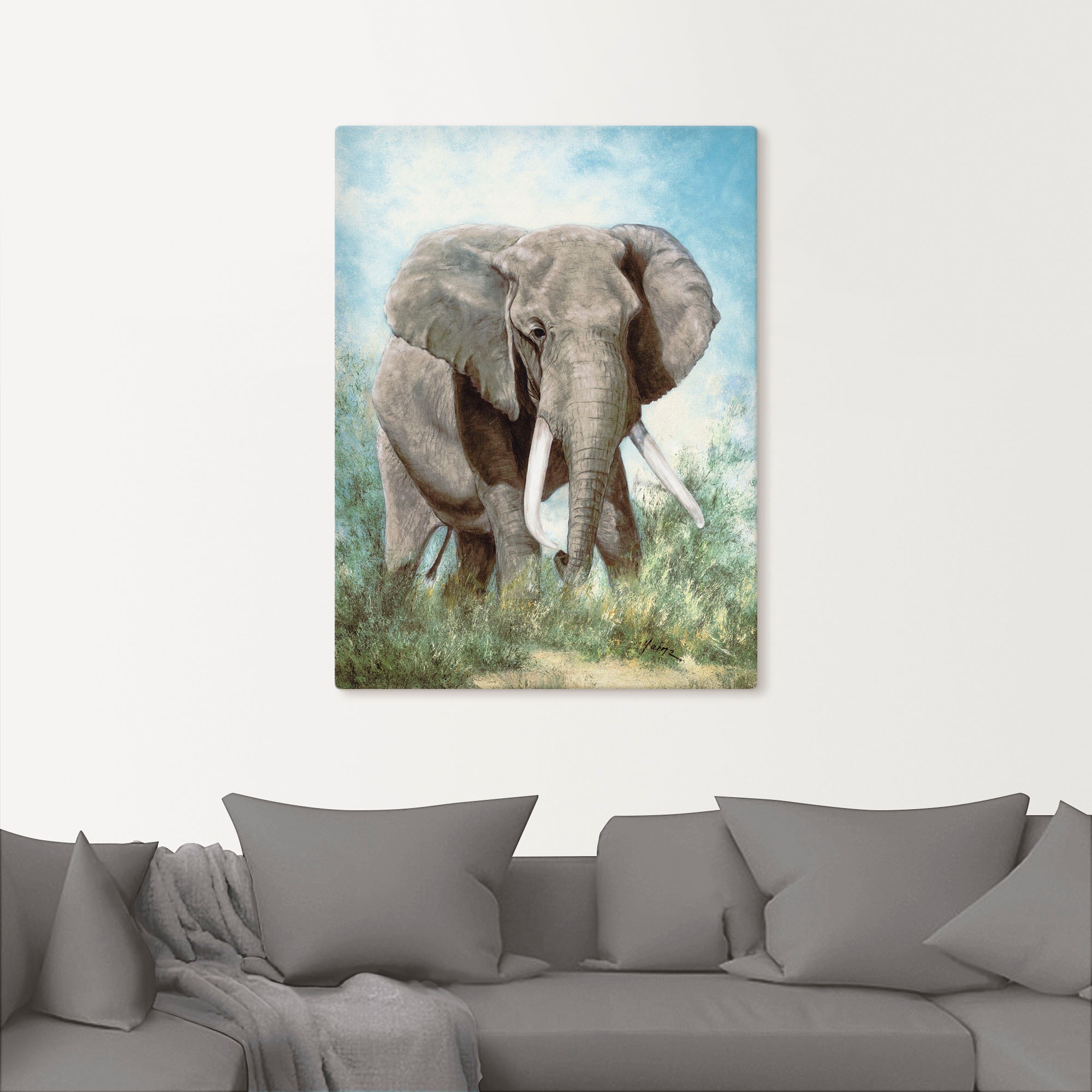Artland Leinwandbild »Elefant« Wildtiere 1 Stk. tlg. auf Keilrahmen gespannt