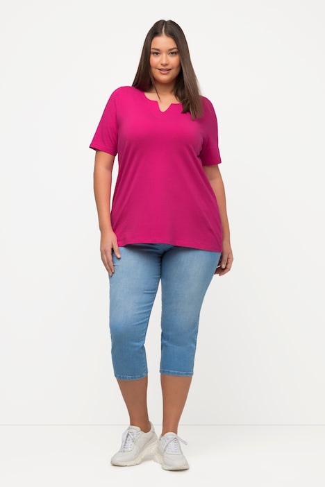 T-Shirt, A-Linie, Tunika-Ausschnitt, Halbarm