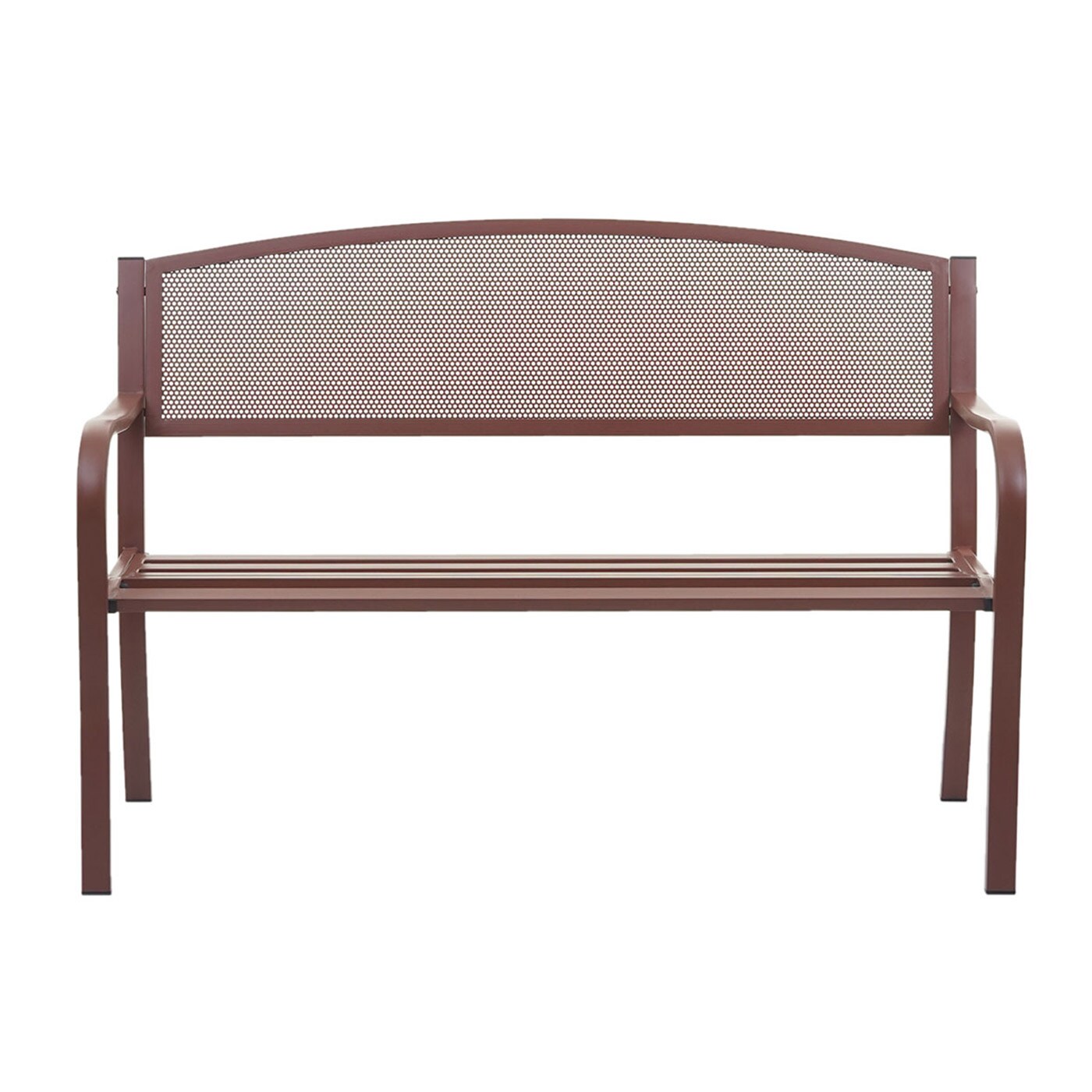Gartenbank MCW-F52, Bank Parkbank Sitzbank, 2-Sitzer pulverbeschichteter Stahl ~ braun