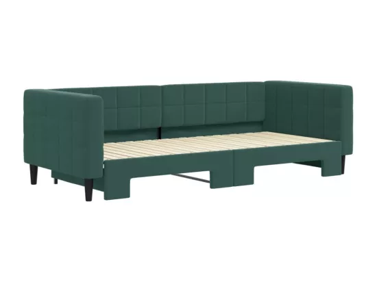 Lit de jour avec lit gigogne vert foncé 90x200 cm velours