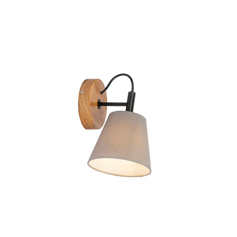 Landelijke wandlamp hout met grijs - Cupy