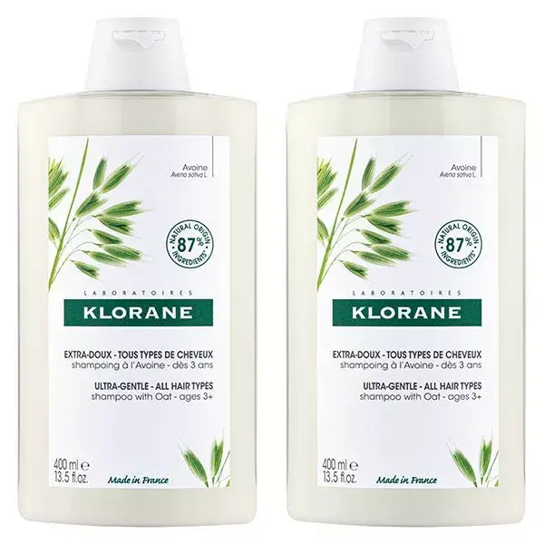 Shampoo Klorane Aveia Extra Suave, Pacote com 2 x 400ml