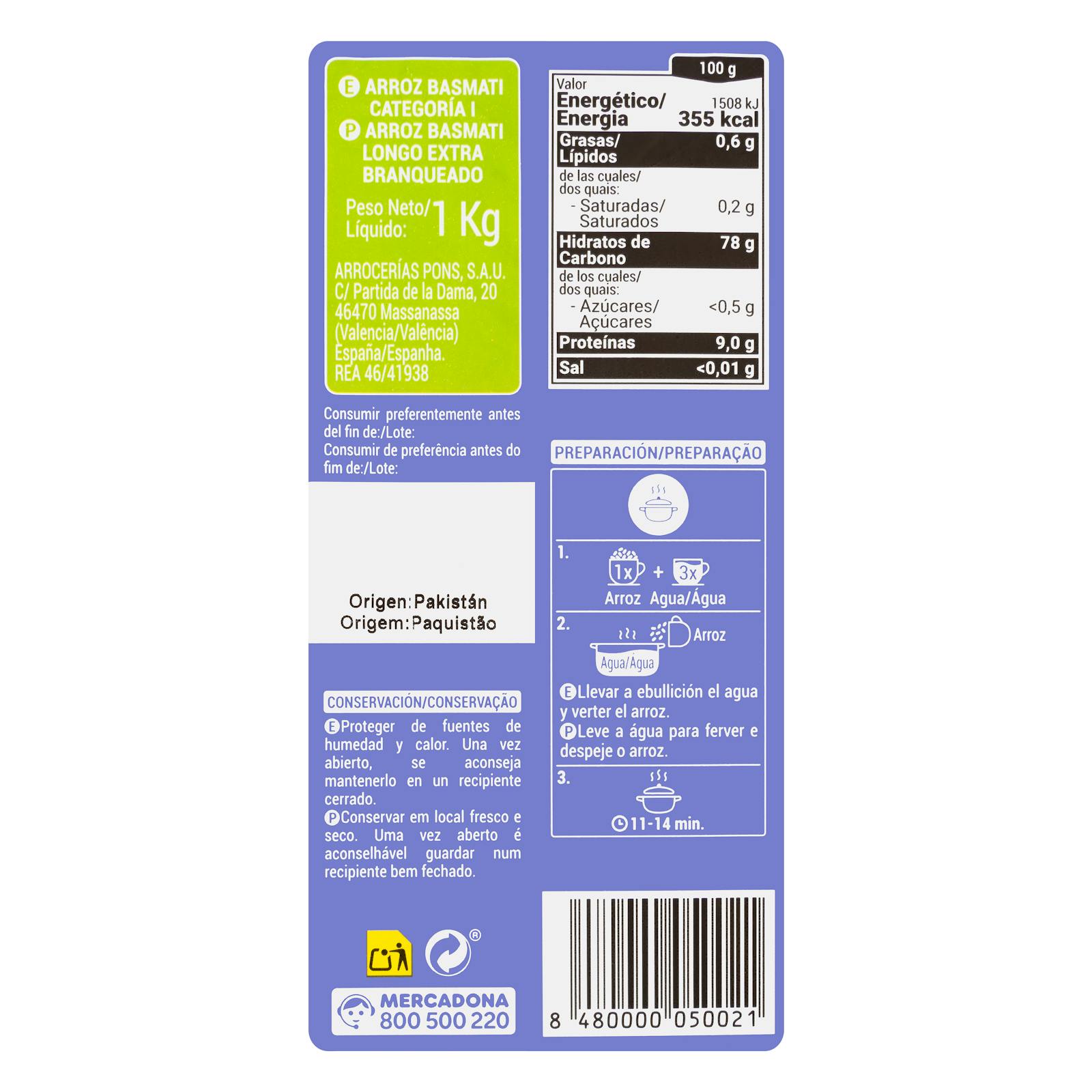 Riz basmati aromatique Hacendado