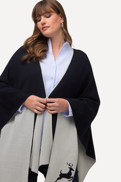Poncho, Doubleface, Oversized, offene Form