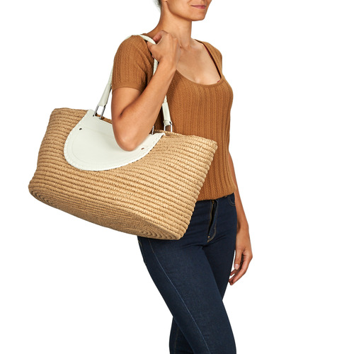 Esprit - DEMI SHL BAG - Beige / Blanc