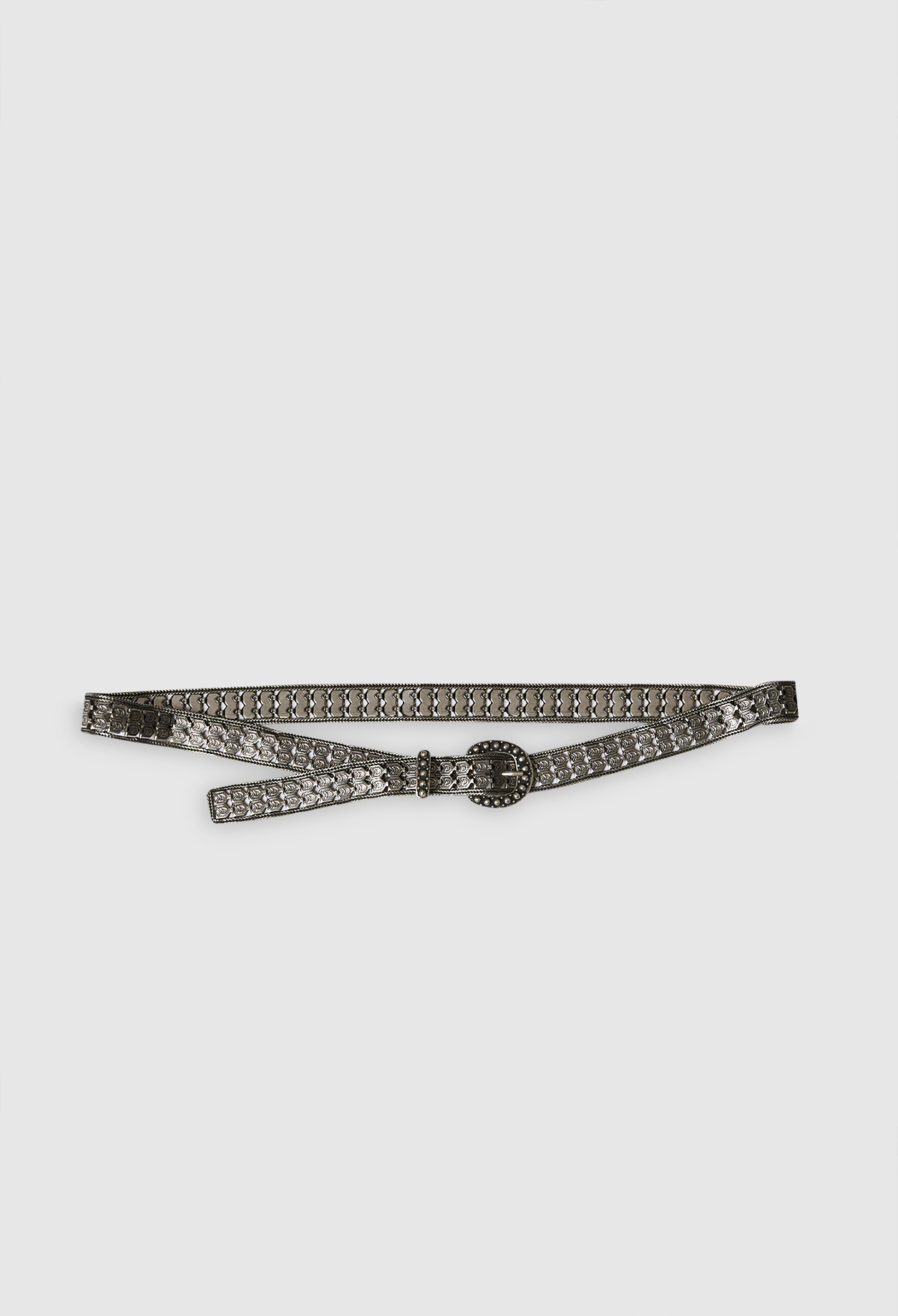 Ceinture argent souple metallisee