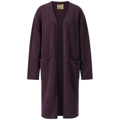 Damen-Langstrickjacke, Aubergine