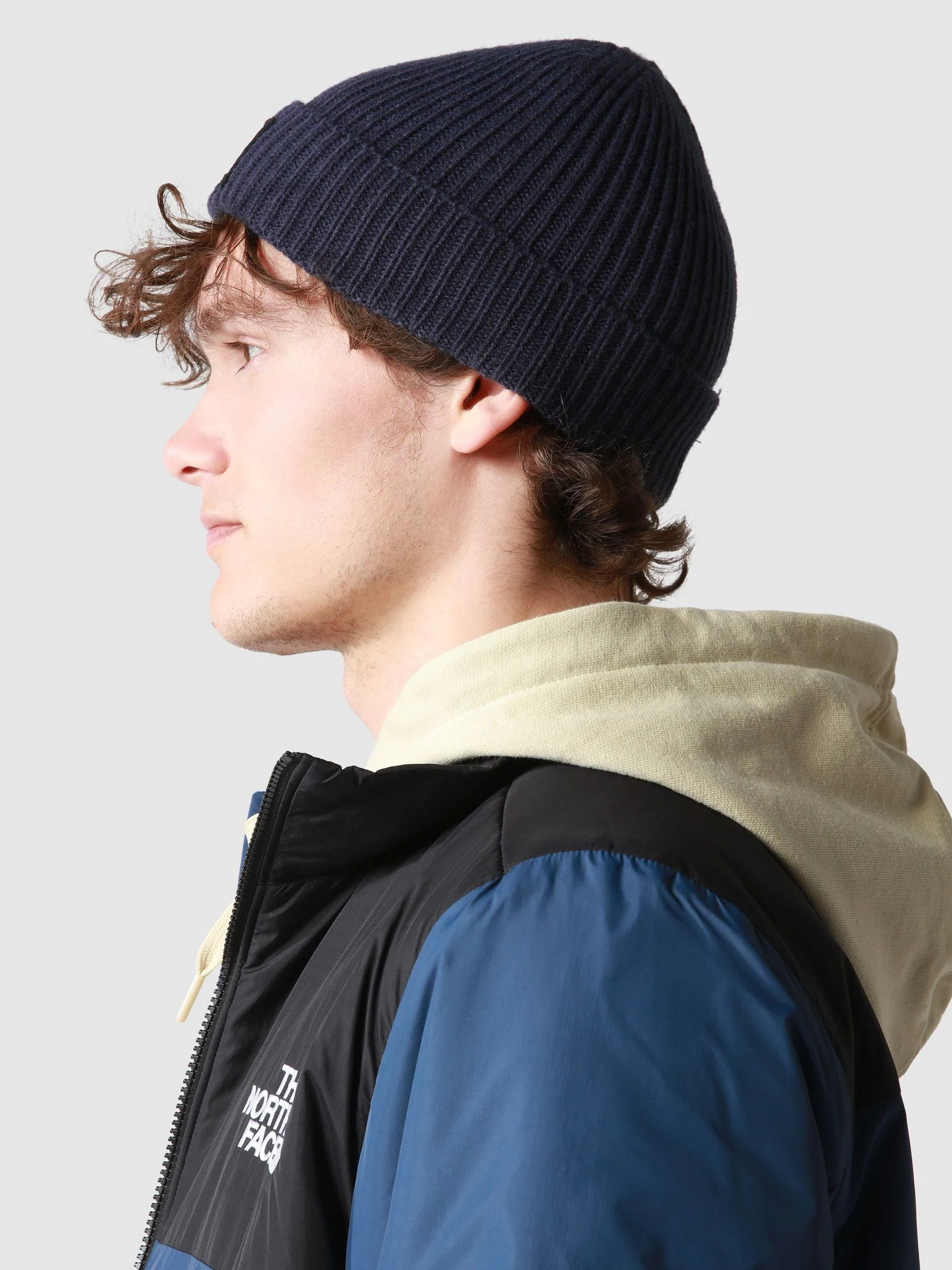Donkerblauw - The North Face - Beanie-muts met boord en rechthoekig logo