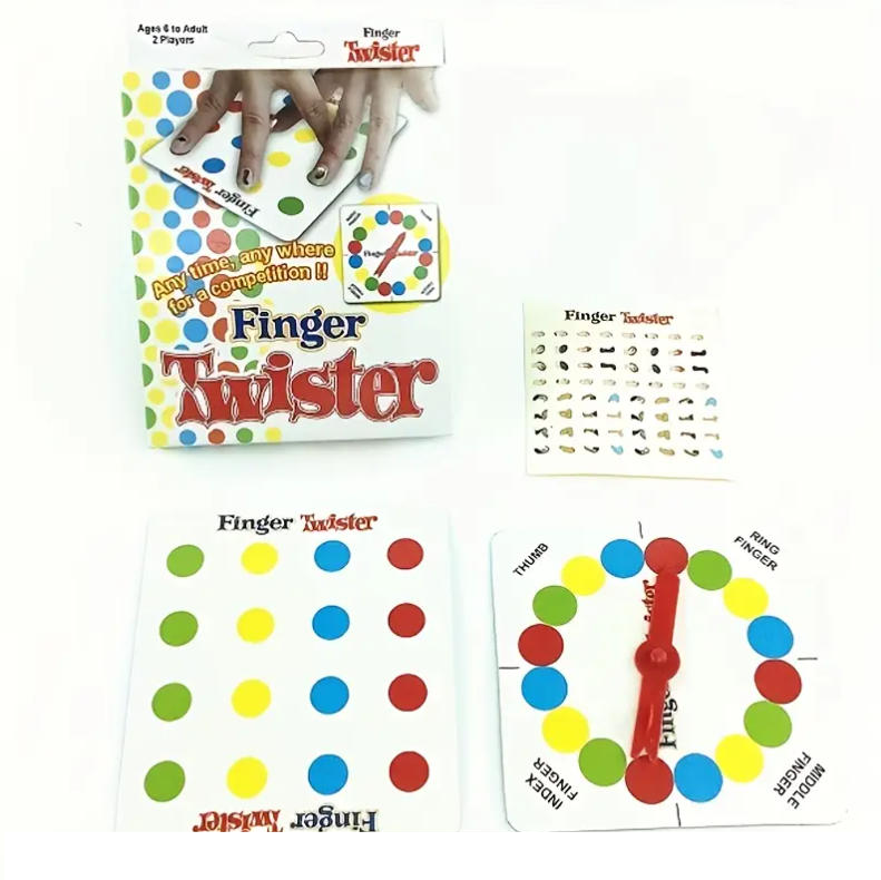 (17x13cm) Party Spiel Twisting Gesellschaftsspiel Geschicklichkeits Finger Spiel inkl. Drehscheibe / Nagelsticker
