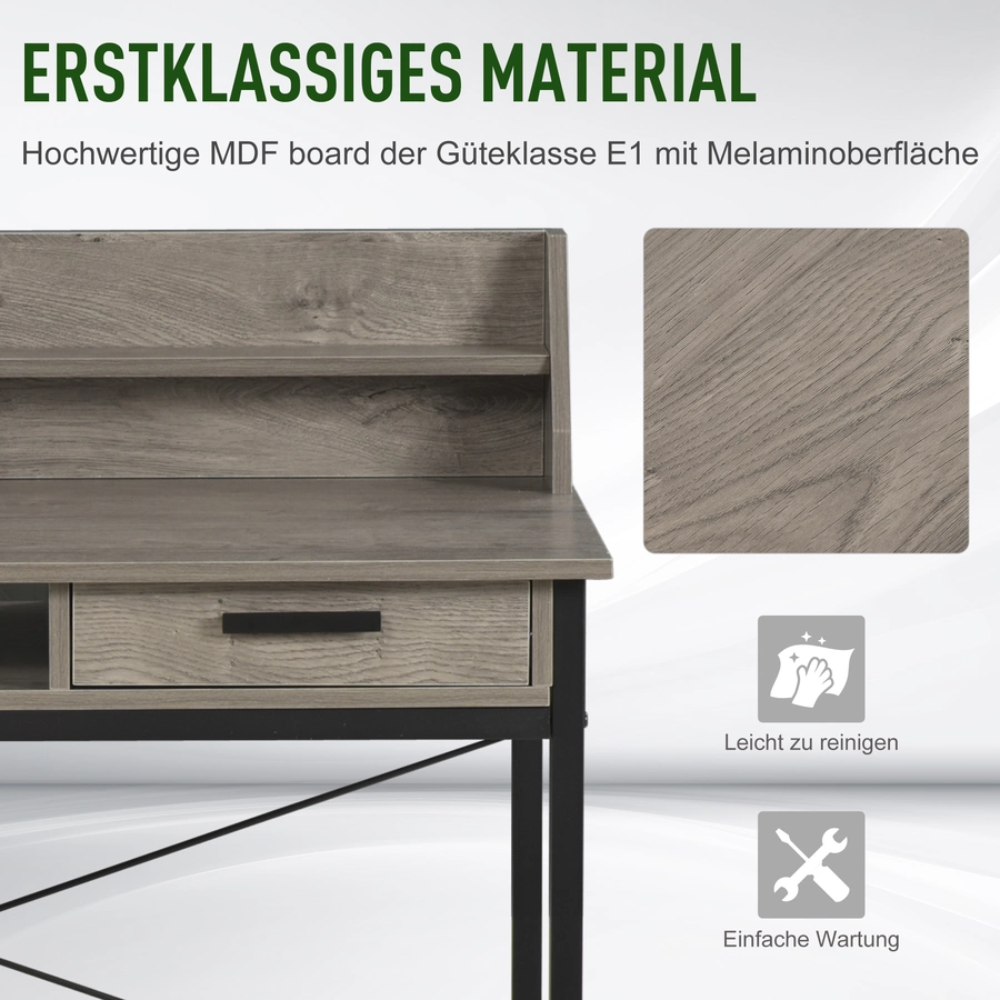 HOMCOM Schreibtisch im Industriestil grau, schwarz