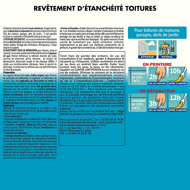 Peinture revêtement d'étanchéité toitures fortement élastique Julien mat rouge brique 0,75L