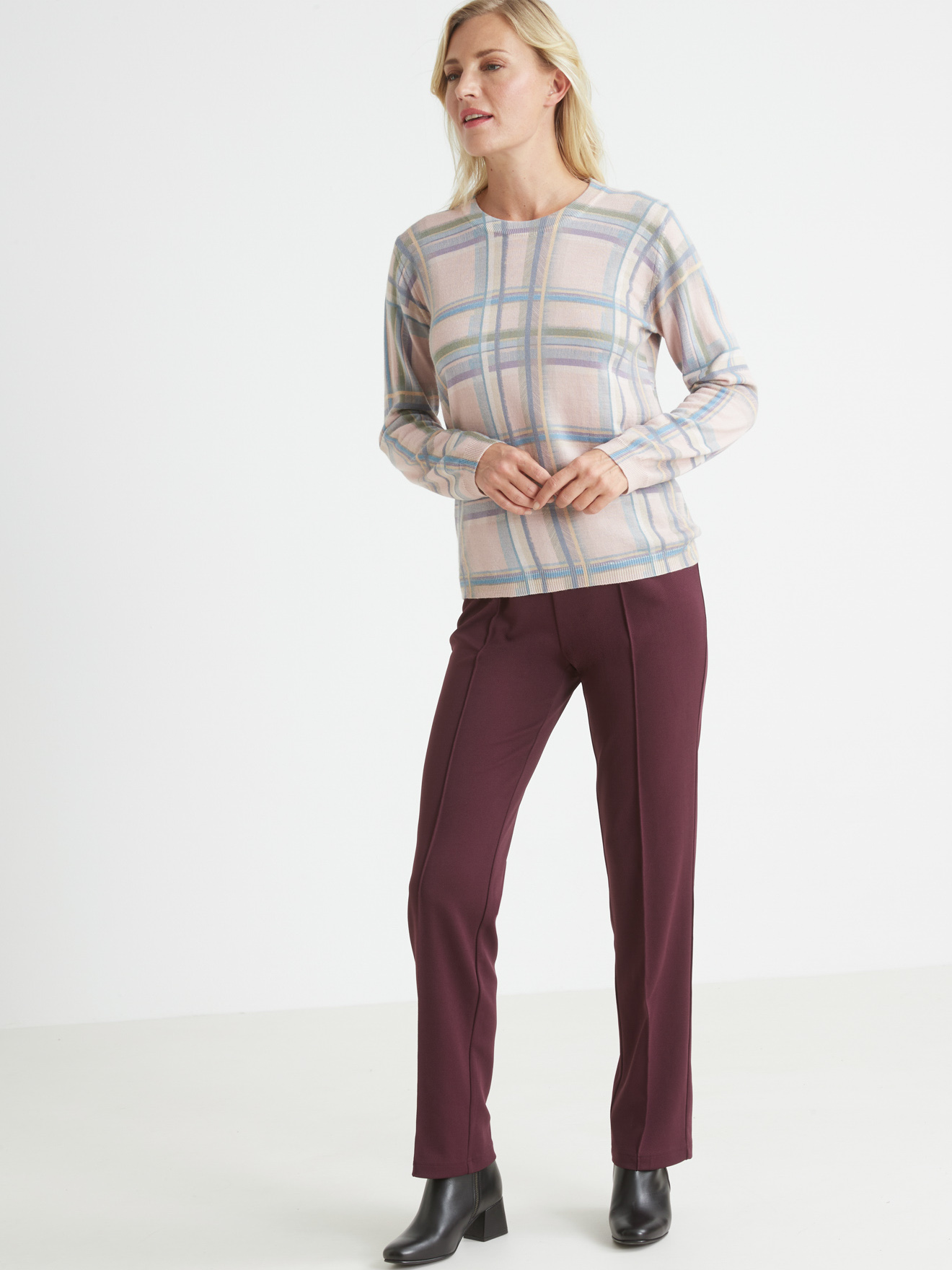 Pull à carreaux 50% laine mérinos
