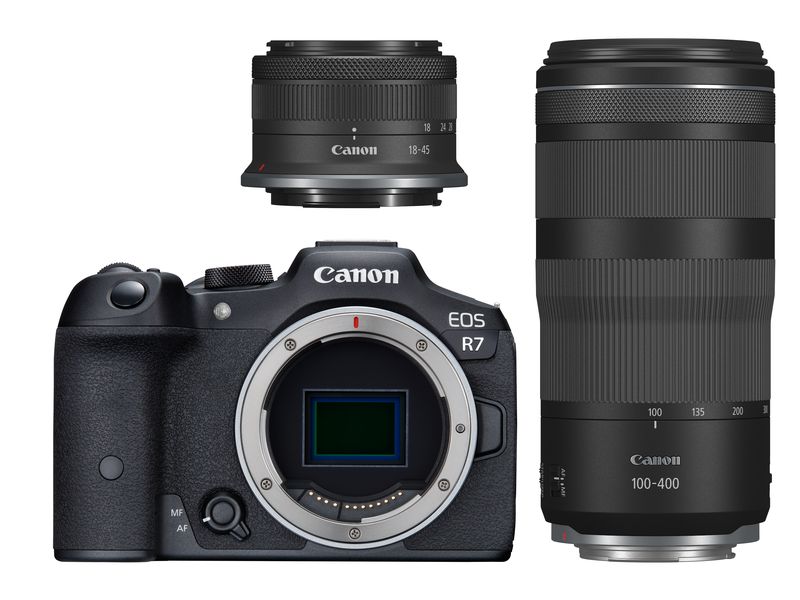 Canon Fotokamera EOS R7 Kit RF-S 18-45, RF 100-400 EOS R Technologie trifft APS-C Design