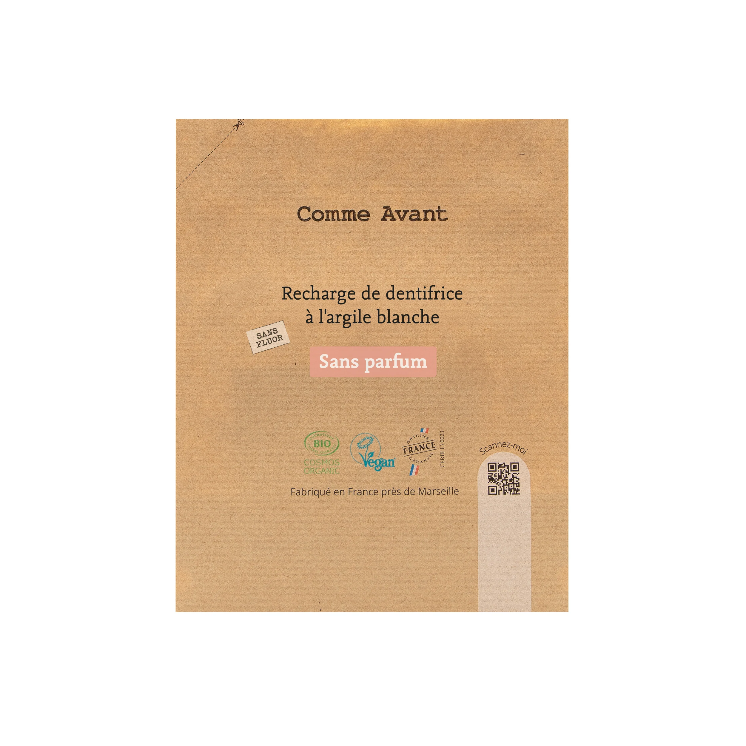 Dentifrice en pâte à l'argile blanche - Version 2 - 1 dentifrice - 90ml / 1 brosse à dents en bois