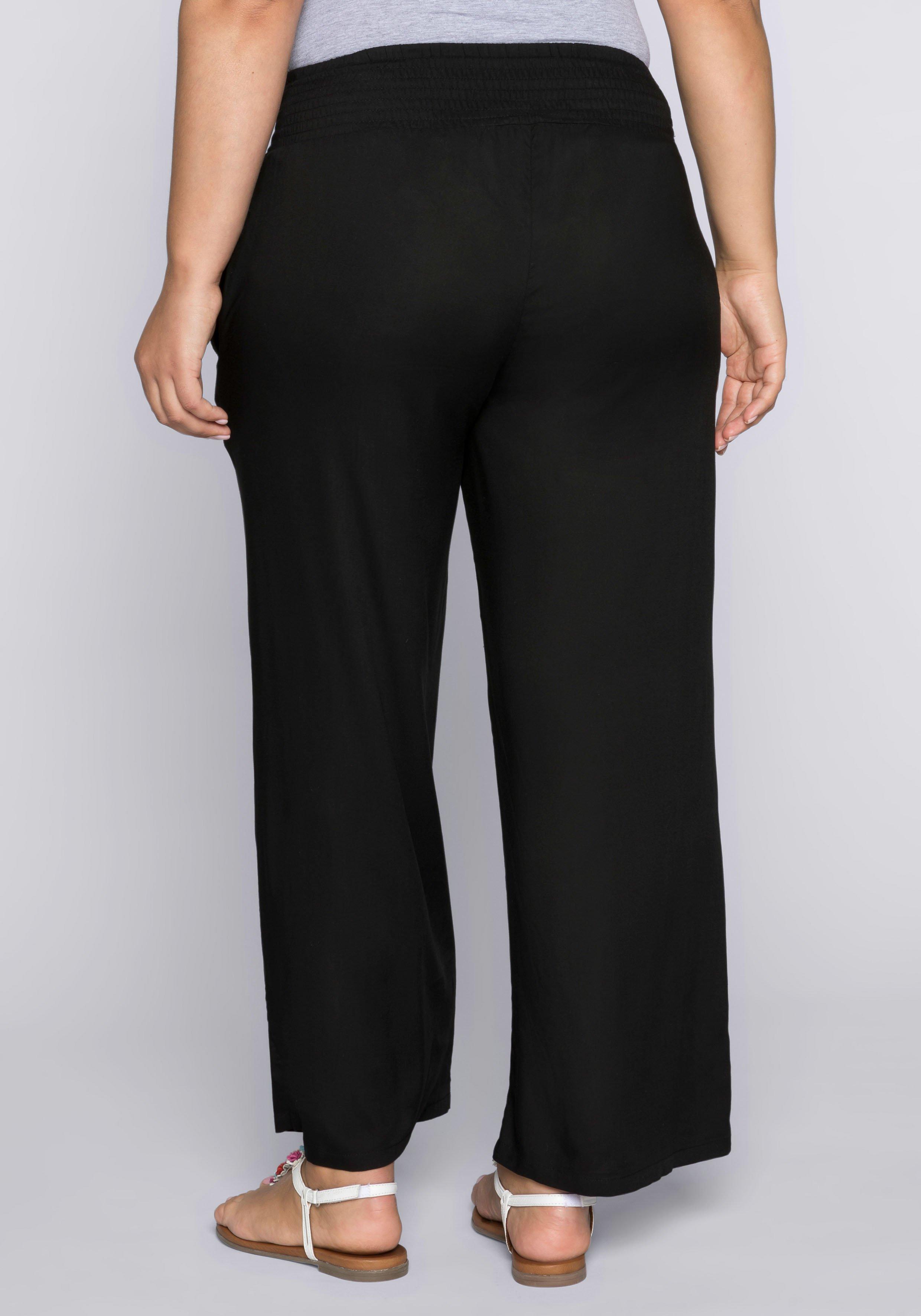 Weite Hose mit Smokbund und Taschen