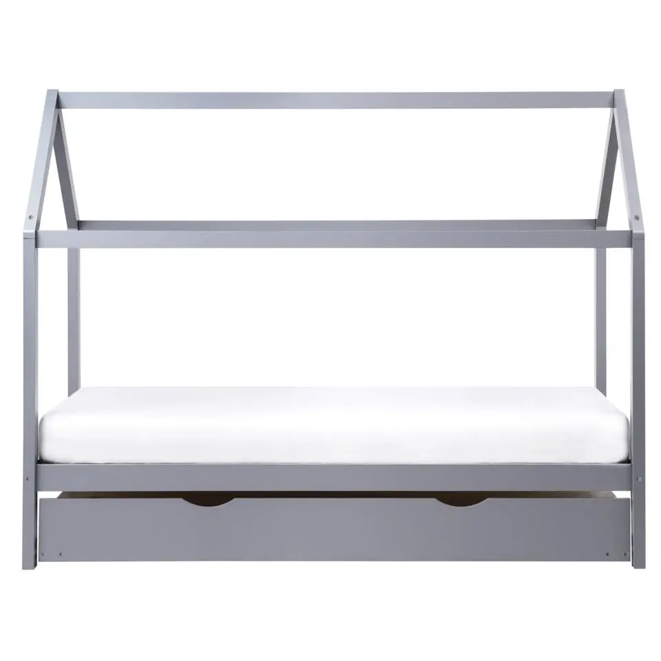 CRILLON - Onderschuifbed - Grijs - 90 x 200 - Hout