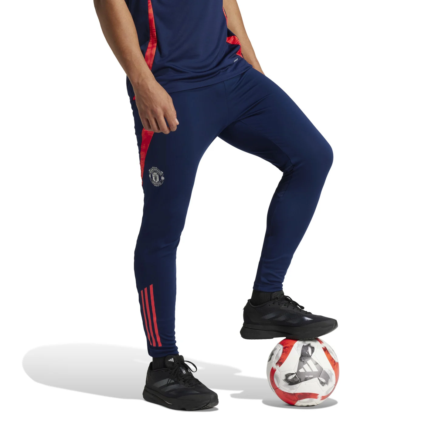 adidas Manchester United Trainingspak 1/4-Zip 2024-2025 Donkerblauw Rood Zilver