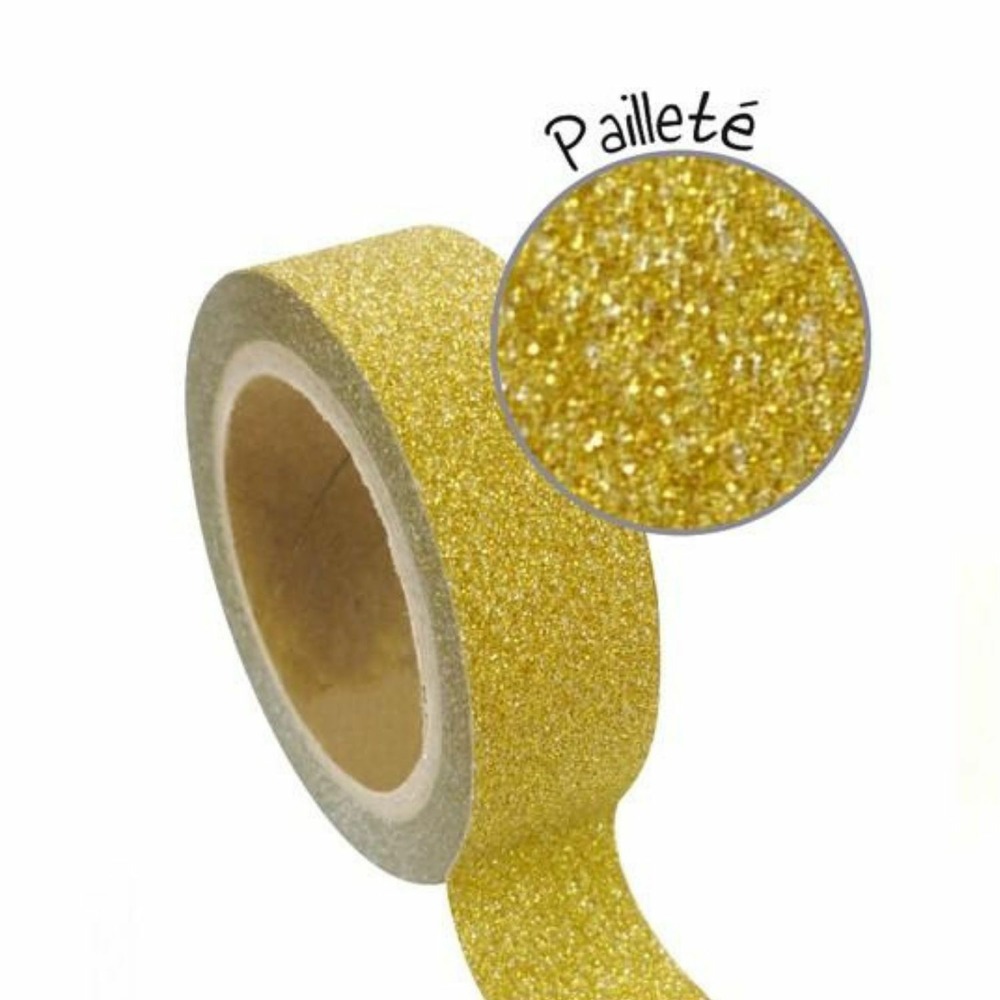5 masking tape à paillettes 1,5 cm x 5 m - doré