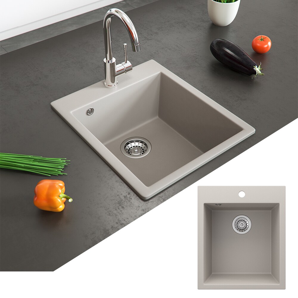 Bergström Granit Spüle Küchenspüle Einbauspüle Spülbecken 425x500mm Beige
