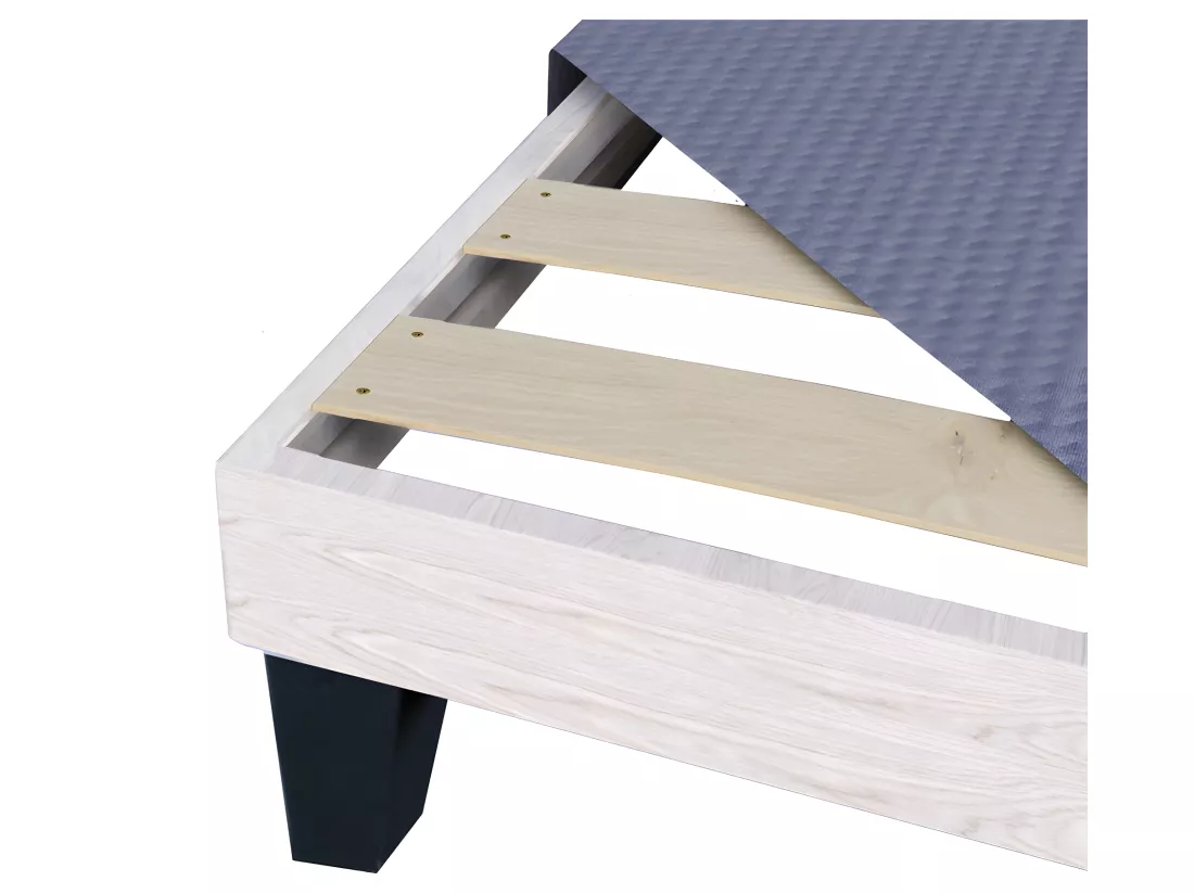 OLYMPE LITERIE | Sommier en bois TAPISSIER KIT 90x200 cm | Coloris Gris ciment | Livré en kit