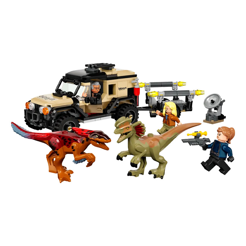Le transport du Pyroraptor et du Dilophosaurus Jurassic World