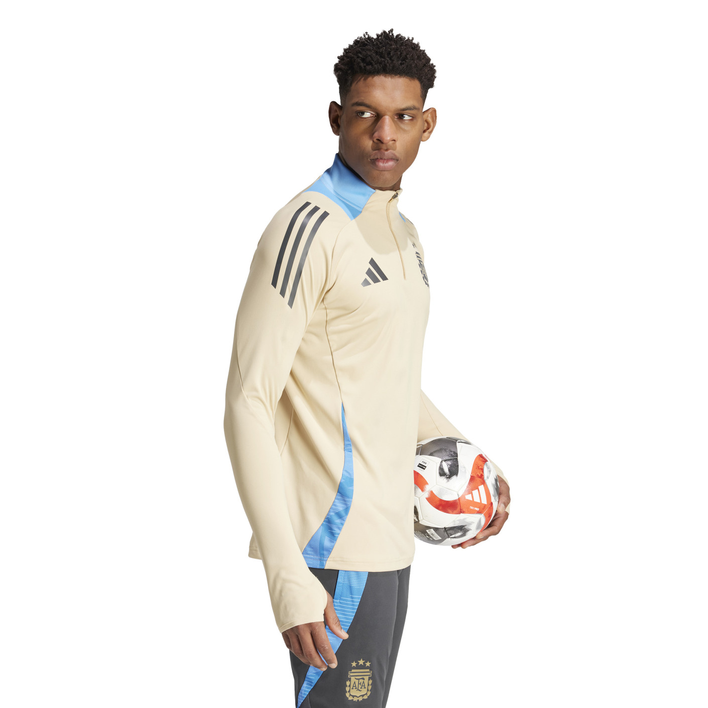 Adidas Argentinië Trainingstrui 1/4-Zip 2024-2026 Beige Lichtblauw Donkergrijs