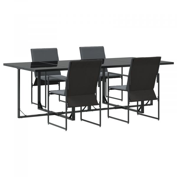 vidaXL Mesa de Jantar Conjunto de 5 Preto Aço Revestido a Pó Expandível - 3627172633