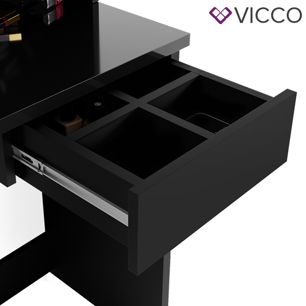 Vicco Schminktisch Dekos Frisiertisch Kommode Frisierkommode Spiegel Schwarz inklusive Bank