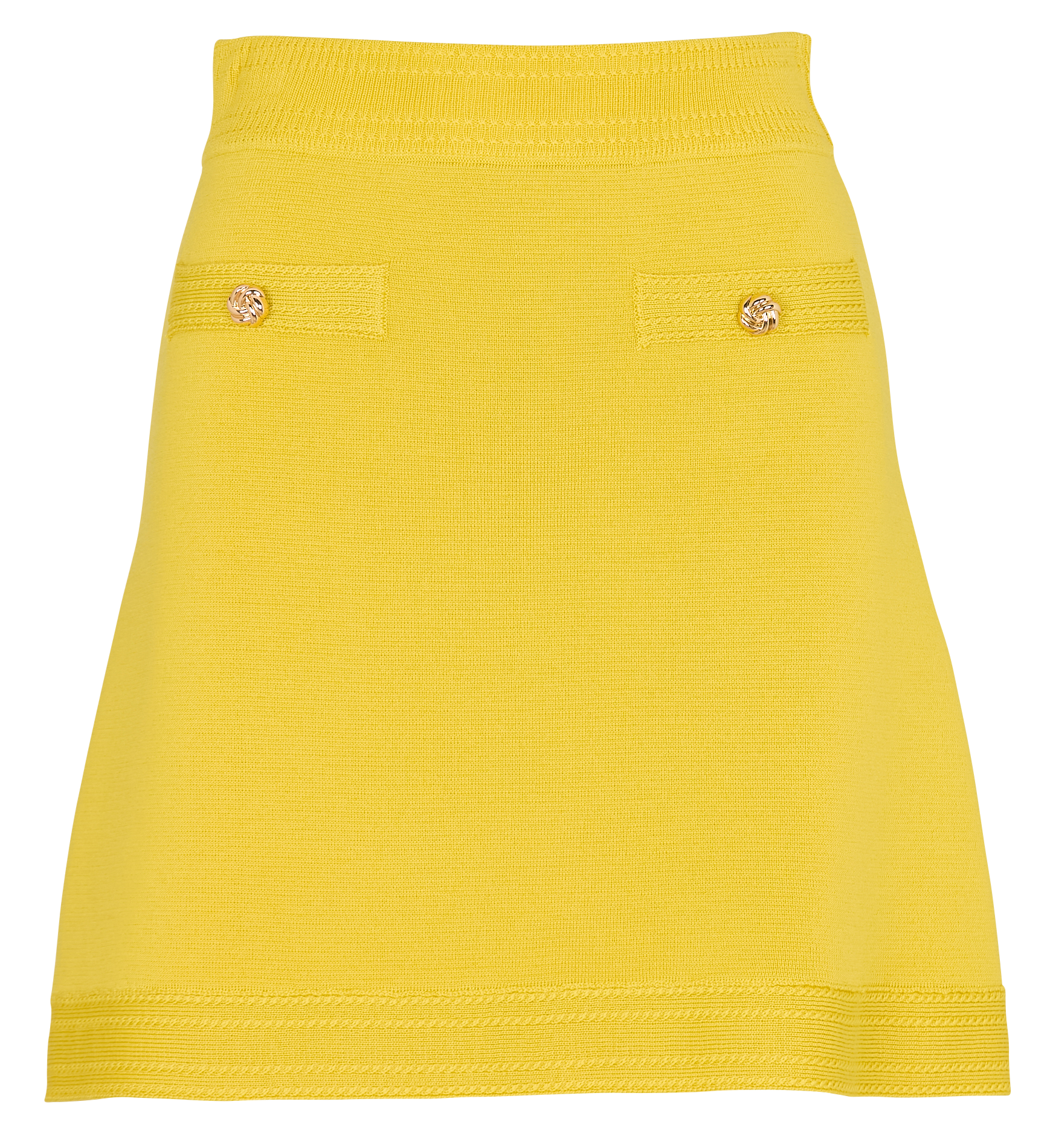 JOANE - Jupe courte boutonnée en laine | Jaune