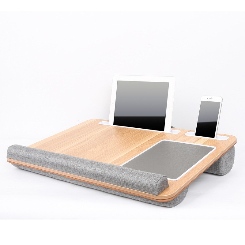 (55x36cm) Holz Betttisch Laptop Schreibtisch mit Mauspad / Handgelenkauflage / Halterung für Tablet   Smartphone - Braun