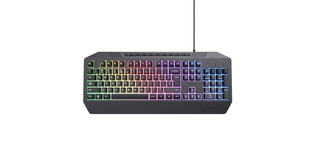 TrustGXT 836 Evocx, gaming toetsenbord  (Zwart, US lay-out, Membraan, RGB)