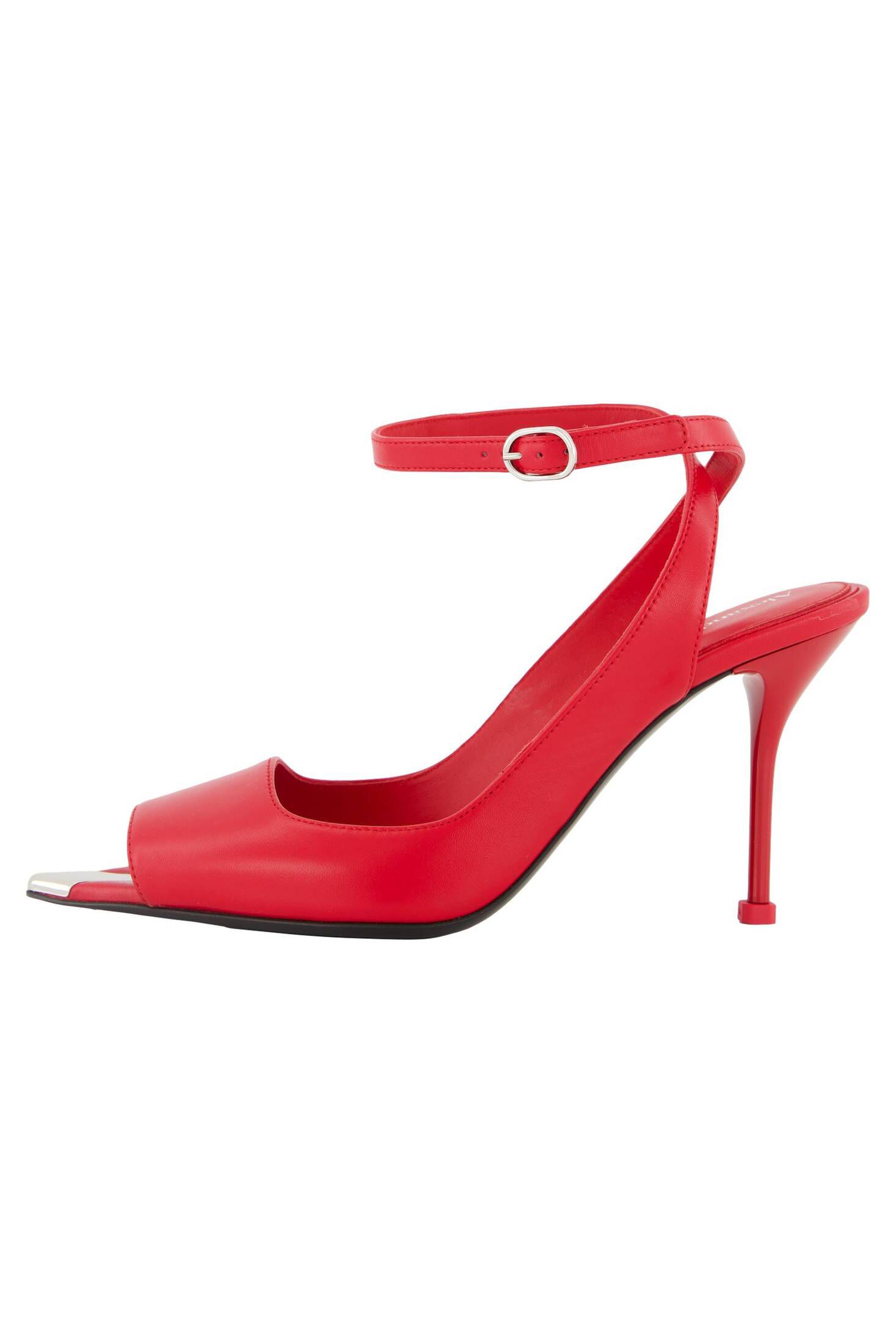 Alexander McQueen| Damen Peeptoe-Sandaletten PUNK aus Leder mit Metallspitze
