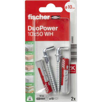 Fischer Universeelplug DuoPower 10x50mm met schroefduim 2 stuks