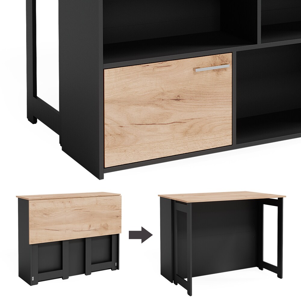 Vicco Bartisch Dominic Eiche Anthrazit 116 x 37 cm Esszimmer Küche offene Fächer Tür