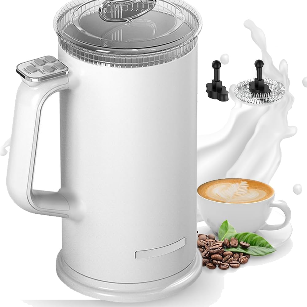 Mousseur à Lait électrique, cuiseur Vapeur et Chauffage de Grande capacité de 350 ML avec 4 réglages de Lait, Facile à Nettoyer, Machine électrique à Mousse de Lait Chaud et Froid de 500 W pour café : Cuisine et Maison