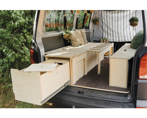 Buildify Campingbox Grace bedsysteem, links in de lengterichting, voor VW T5/T6, 1800x1165x406 (LxBxH) (zonder montage- en bevestigingsmateriaal)