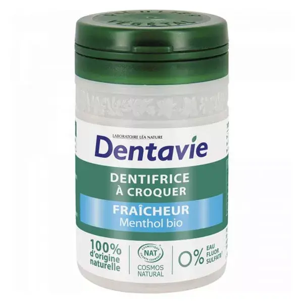 Dentavie Pasta de Dente Mastigável Mentol Fresco Orgânica 60 comprimidos