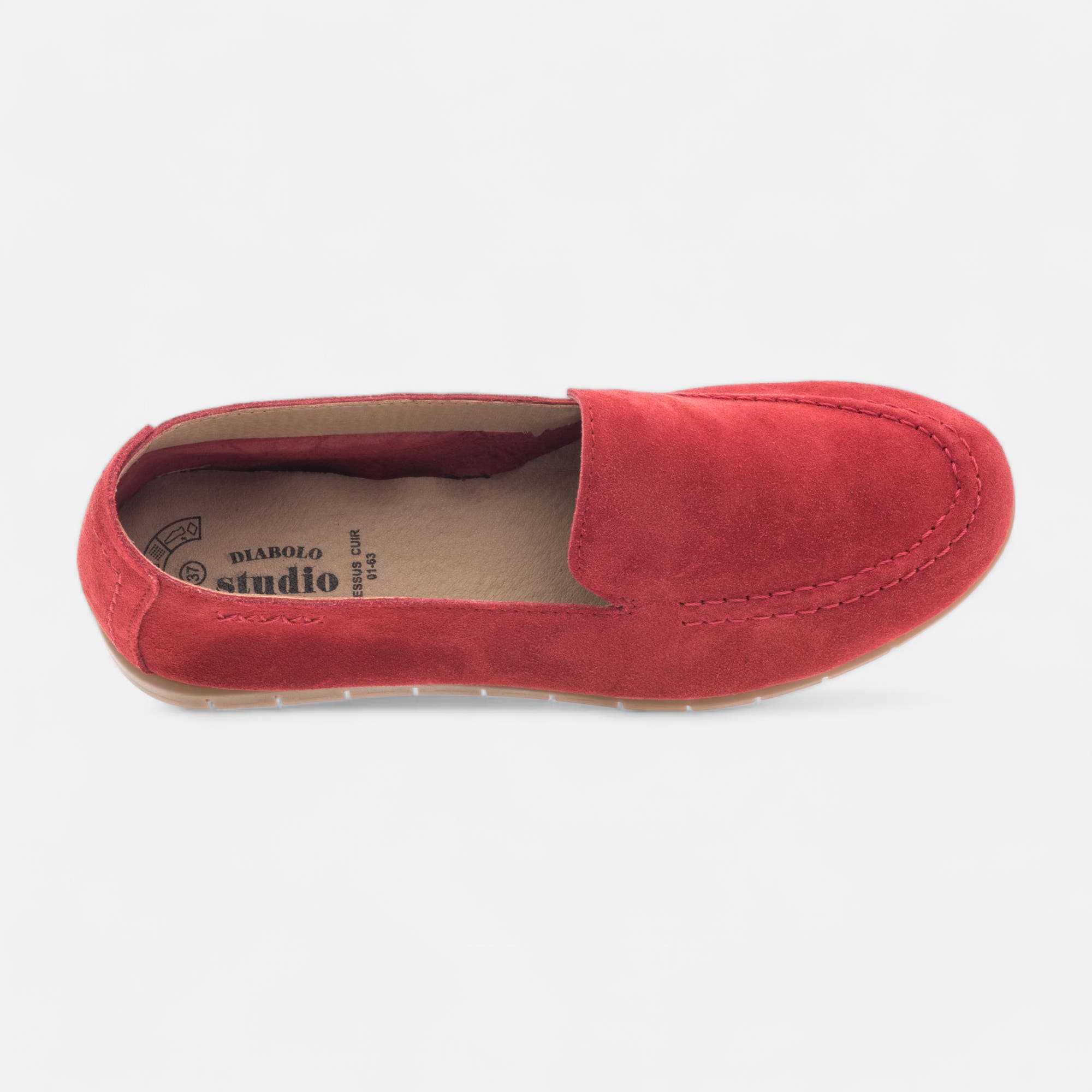 Mocassins Femme en cuir rouge
