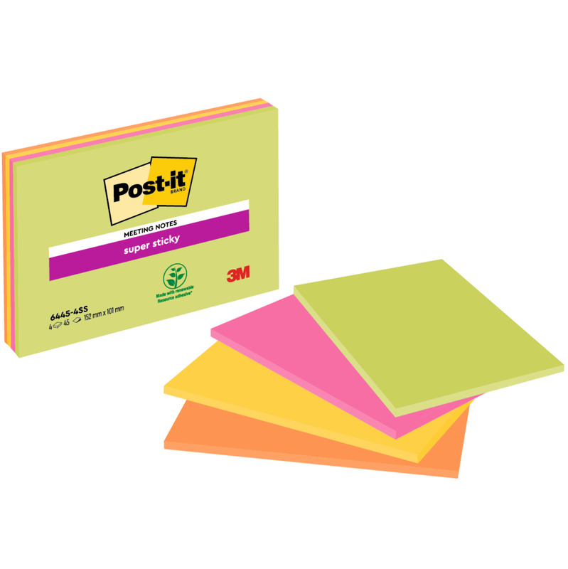 Post-it Haftnotizen Super Sticky Meeting, 152 x 101 mm, 4 x 45 Blatt