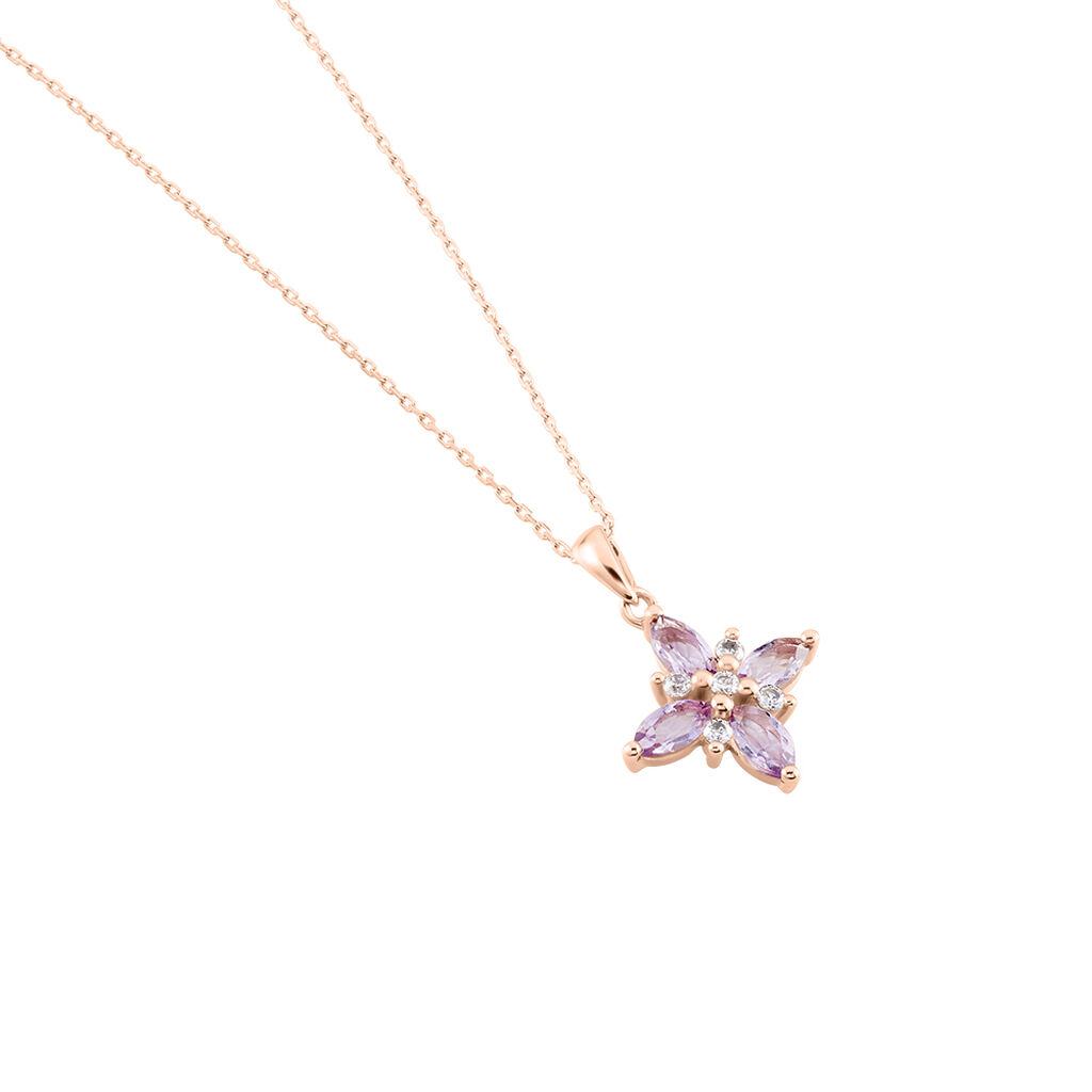 Collier Anabele Or Rose Amethyste Oxyde