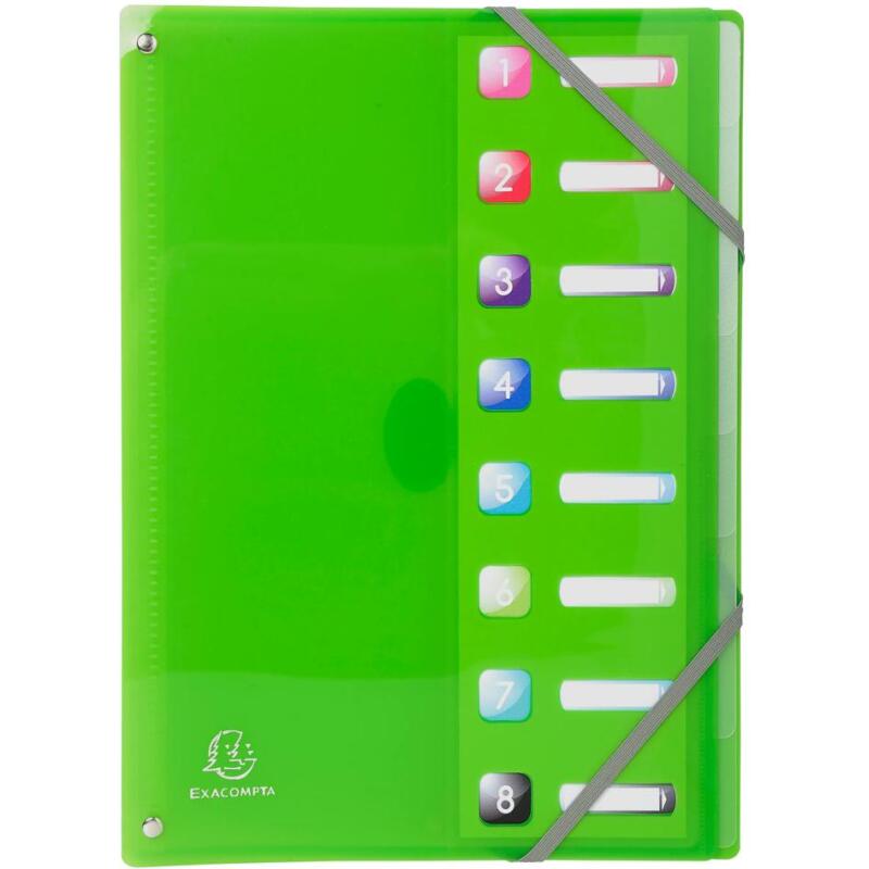 Trieur extensible en polypropylène 8 compartiments IDERAMA PP - A4 - Couleurs assorties