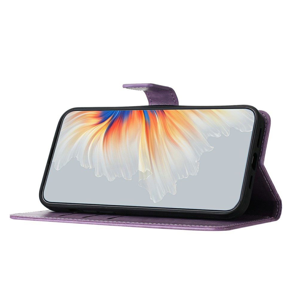 iPhone Air Leder Tasche Wallet - Mandala Flowers Imprint - Lila