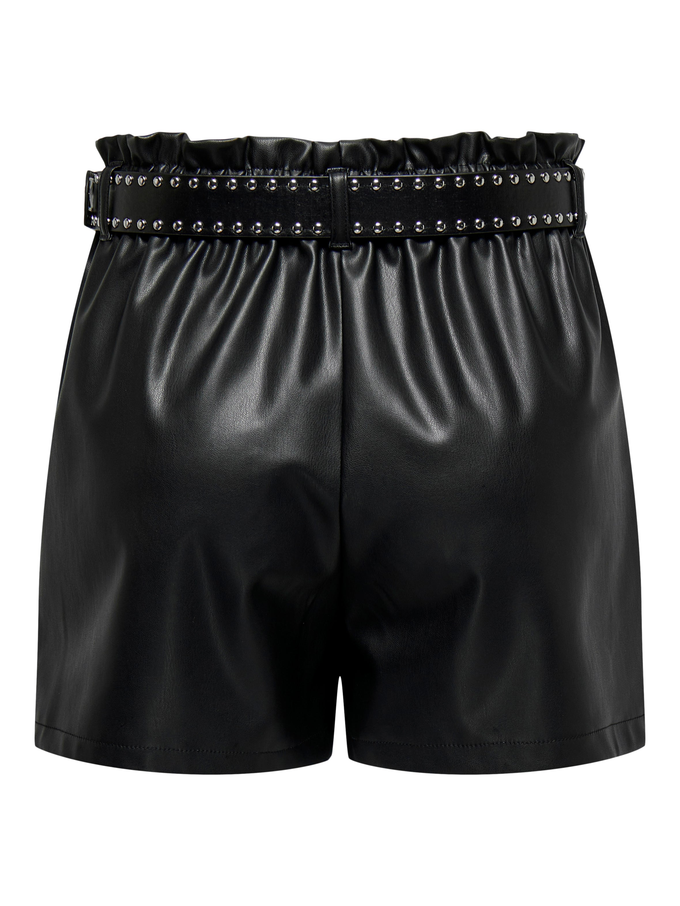 JDYMAYA Hohe Taille Normal geschnitten Kunstledershorts Black