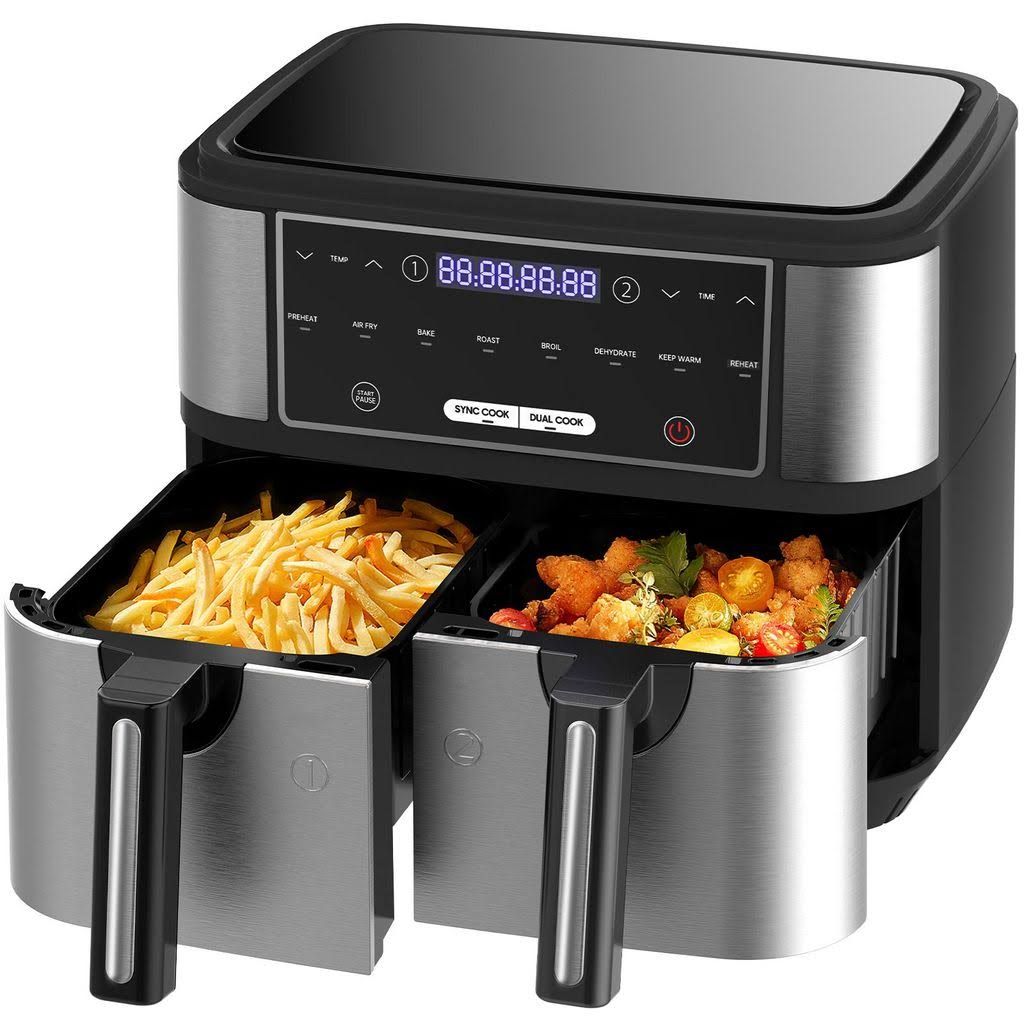 Heißluftfritteuse Doppelkammer 10L Heissluftfritteuse XXL 2600 W Airfr